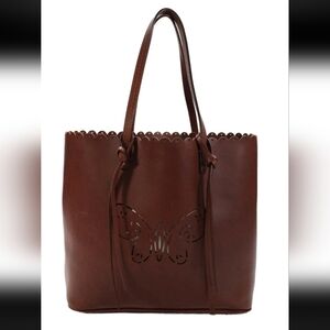 Johnny Was Butterfly Perforated Tippi Tote Leather Handbag